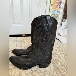 Justin Boots Mens western cowboy Exotic leather black size 12 E